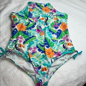 Lands' End Girls' High Neck One Piece Swimsuit